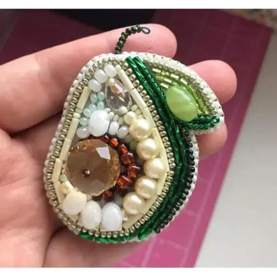 Crystal Art Beadwork Kit For Creating Brooch Avocado {5}