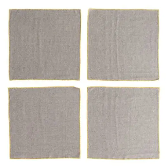 Hello Honey&reg; Gray with Embroidered Yellow Edge Cotton Napkin Set, 4ct. {4}