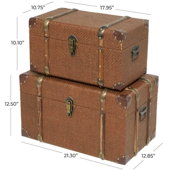 Brown Inspired Trunk with Latches & Leather Accent Set  {11}