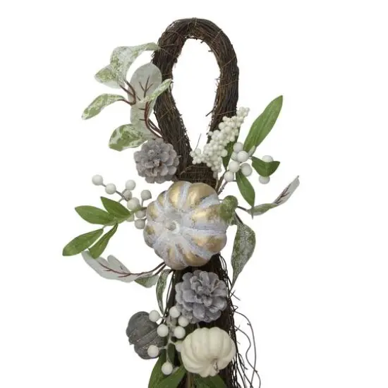 2.1ft. Pumpkin, Berries & Leaves Twig Fall Harvest Thanksgiving Swag {3}