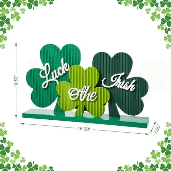 Glitzhome&reg; 16" St. Patrick's Wooden Shamrocks Table D&eacute;cor {7}