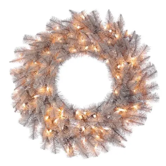 30" Pre-Lit Platinum Fir Artificial Christmas Wreath, Clear Dura-lit Incandescent Lights {1}