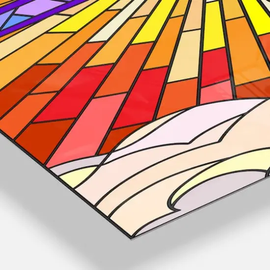 Designart 'Holy Cross Stained Glass Style Rustic Rectangular Wall Clock {4}