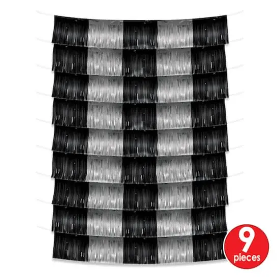 Beistle Black and Silver Metallic Fringe Garland Backdrop {5}