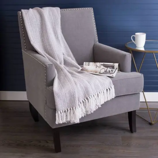 DII&reg; Gray Herringbone Stripe Throw {6}