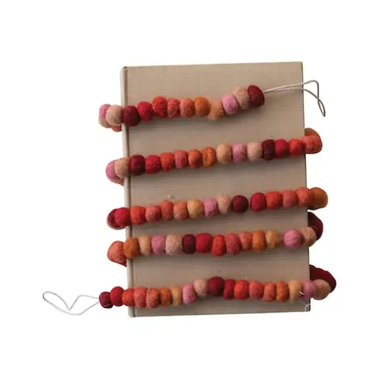 Hello Honey&reg; 6ft. Handmade Wool Felt Ball Garland Red/Orange/Pink {4}
