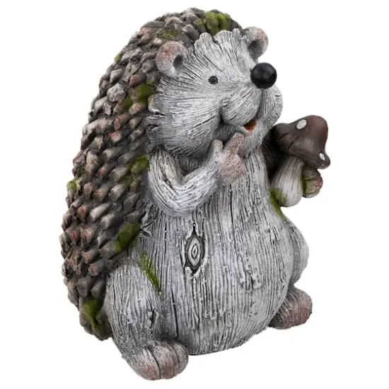 8.5" Hedgehog with Mushroom Outdoor Garden Statue {6}