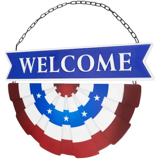 19.25" Americana Welcome Metal Wall Sign with Bunting {5}