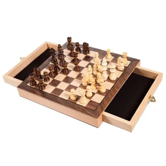 Toy Time Elegant Wooden Inlaid Magnetized Chess Cabinet Set {3}