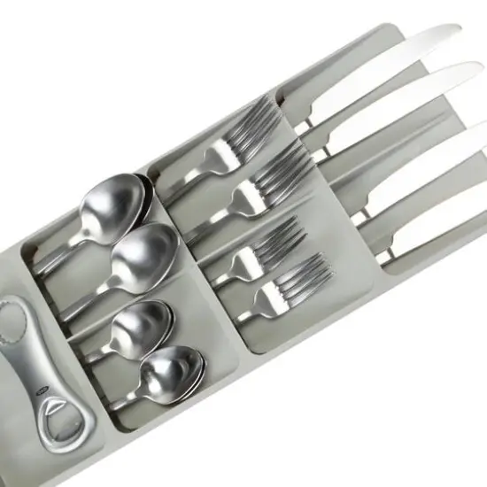Kitchen Details Gray 7-Slot Drawer Cutlery Organizer {8}