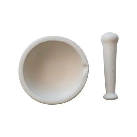 Hello Honey&reg; White Round Stoneware Mortar & Pestle Set {10}
