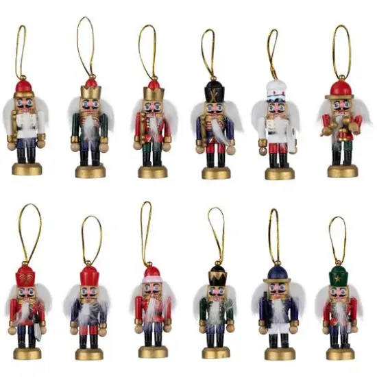12ct. 3.25" Multicolor Nutcracker Wood Ornaments {6}