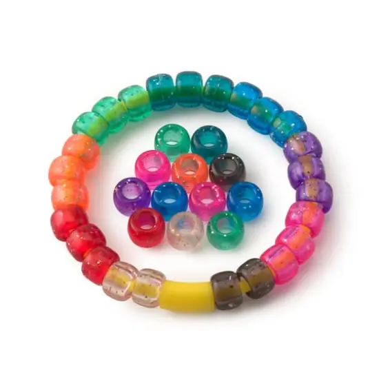 1lb. Multicolor Pony Beads by Creatology&trade;, 6mm x 9mm Glitter {3}