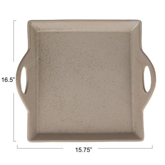 Hello Honey&reg; 16.5" White Antique Elegance Stoneware Serving Tray with Handles {10}