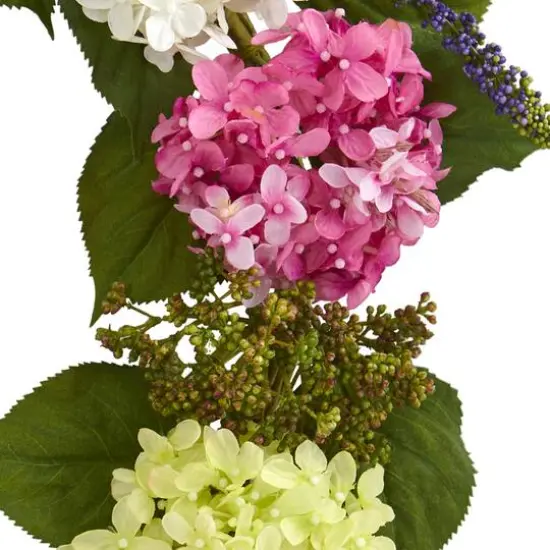 23" Pink & White Hydrangea Wreath {4}