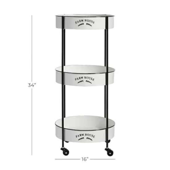 White Farmhouse Metal Storage Cart {7}