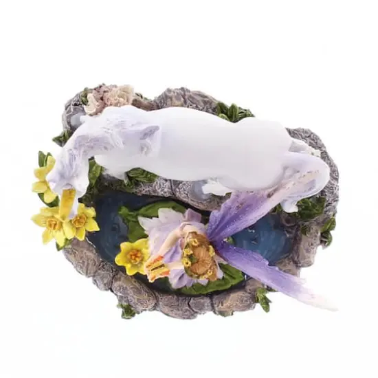 Forest Magic Fairy and Unicorn Figurine 5.25" x 4.25" x 5" {4}