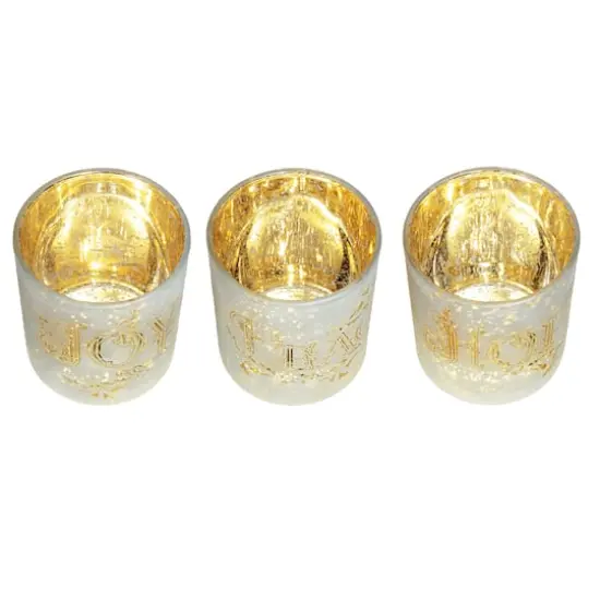 Glitzhome&reg; 4" Joy, Peace, & Hope Candle Holder Set {8}