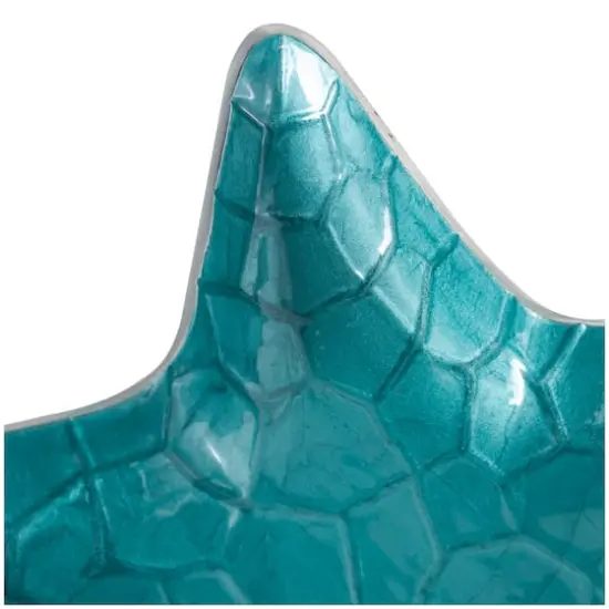 Blue Handmade Enameled Textured Aluminum Starfish Decorative Bowls Set {7}