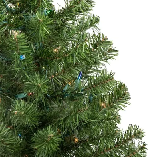3ft. Pre-Lit Canadian Pine Medium Artificial Christmas Tree, Multicolor Lights {4}