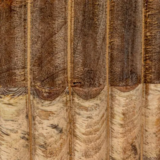 Hello Honey&reg; 5.75" Round Carved Mango Wood Pleated Box with Lid & Metal Pull {5}