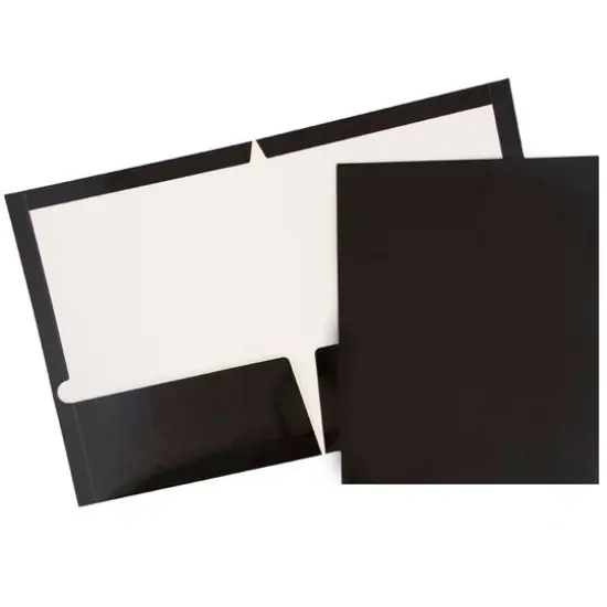 JAM Paper Glossy Laminated Two Pocket Folders, 50ct. Black {1}