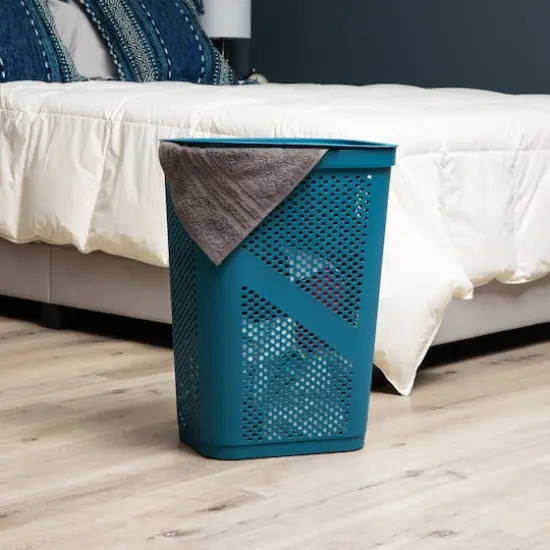 Mind Reader 17" x 24" Slim Plastic Laundry Hamper Blue {3}