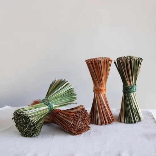 Hello Honey&reg; 12" Green & Orange Grass Bundle Set with Braided Seagrass Ties {3}