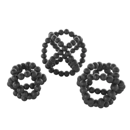 Black Wood Beaded Orbs Set {5}