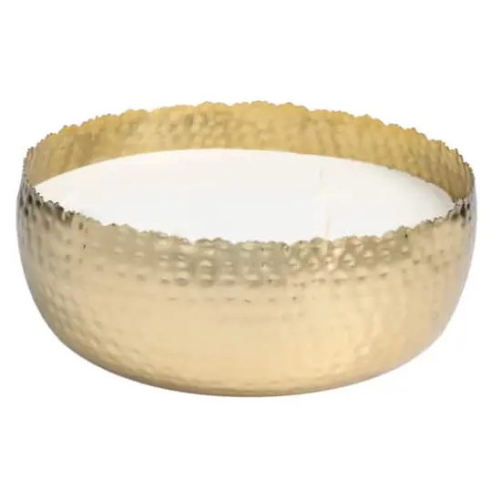 90oz English Garden Scented White 4 Wick Candle in Hammered Gold Bowl {4}