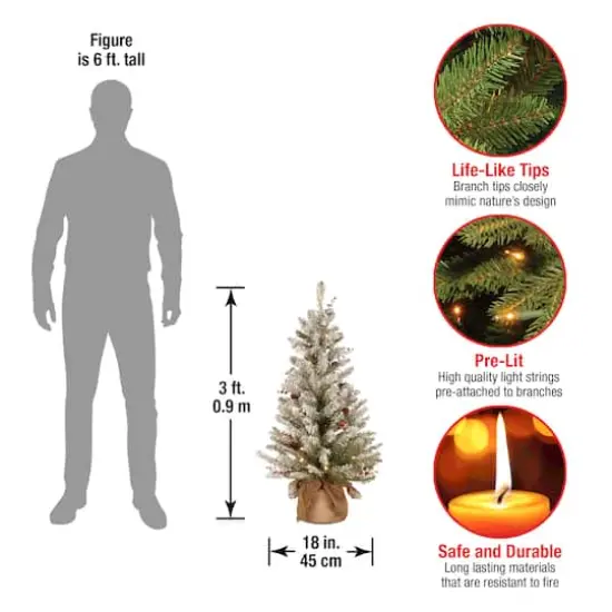 3ft. Pre-Lit Dunhill&reg; Fir Artificial Christmas Tree, Warm White LED Lights {5}