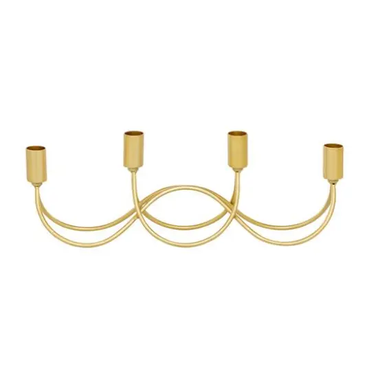 CosmoLiving by Cosmopolitan Gold Metal Contemporary Candelabra, 5" x 15" x 3" {3}