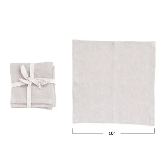 Hello Honey&reg; 10" Square Stonewashed Linen Cocktail Napkins, 4ct. Ivory {8}
