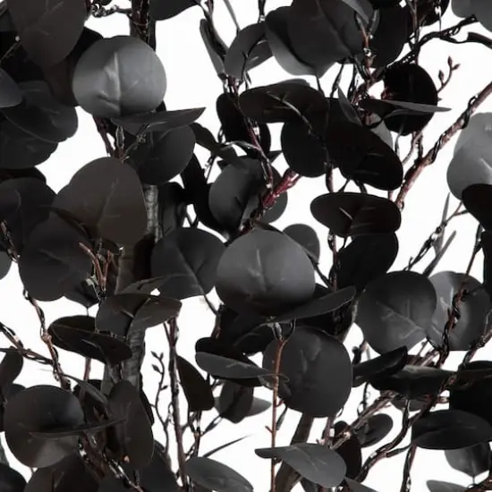 8ft. Pre-Lit Artificial Halloween Black Eucalyptus Tree with 540 Orange & Purple LED Lights {4}