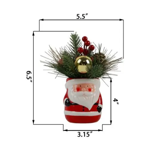 Christmas Mix In 7" Santa Ceramic Pot {3}