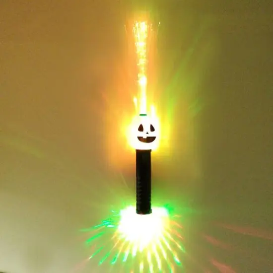Orange Jack-O'-Lantern Light-Up Fiber Wand {3}