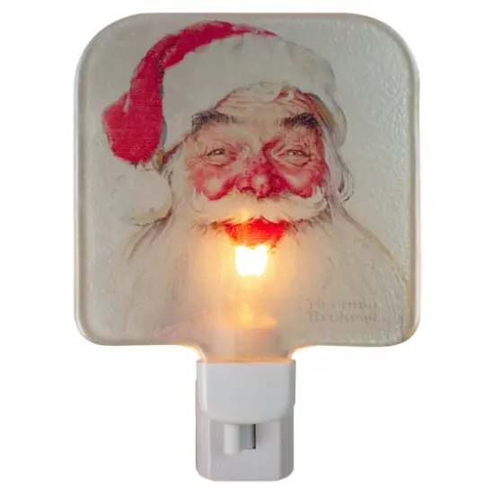 6" Norman Rockwell 'Santa Claus' Glass Christmas Night Light {1}