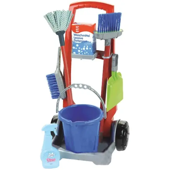 Theo Klein 8 Piece Pretend Play Cleaning Cart Set {1}