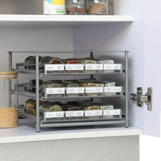 NEX™ 3-Tier 24-Bottle Metal Spice Rack with Drawer Organizer {6}