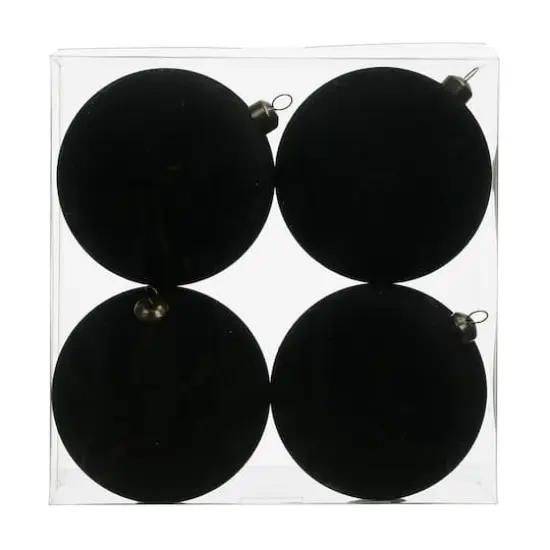 4 Pack 3.8" Flocked Shatterproof Ball Ornaments by Ashland&reg; Black {1}