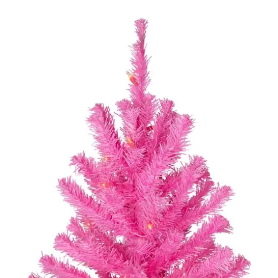 6ft. Pre-Lit Pink Medium Pine Artificial Christmas Tree, Clear Lights {5}