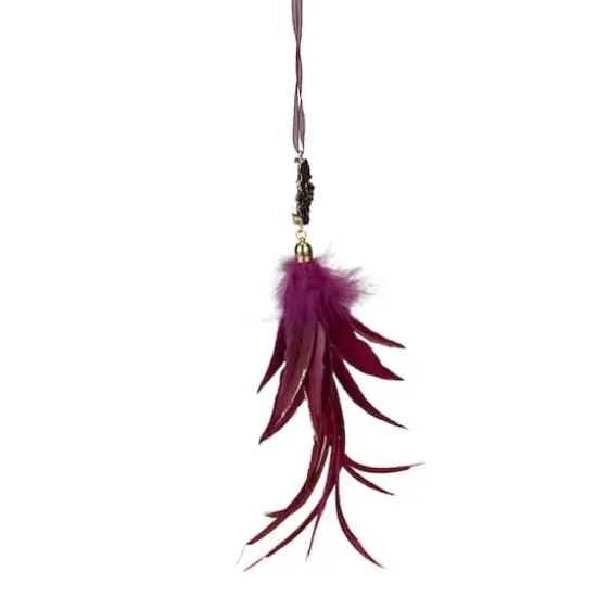 Red Feather And Gemstone Pendant Ornament {4}
