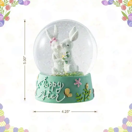 Glitzhome&reg; 5" Easter Bunny Couple Waterglobe {9}
