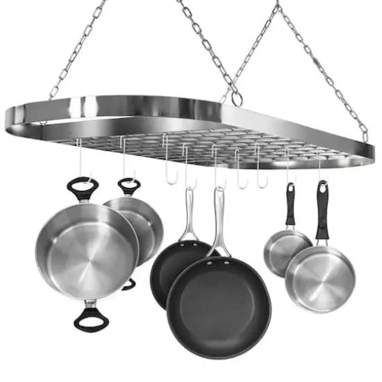 Sorbus Ceiling Mounted Pot & Pan Rack Silver {1}
