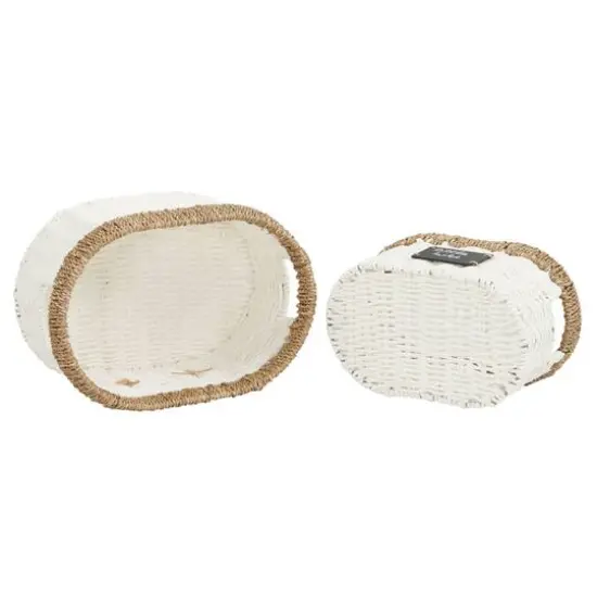 Household Essentials White Woven Oval Baskets, 2ct. {6}