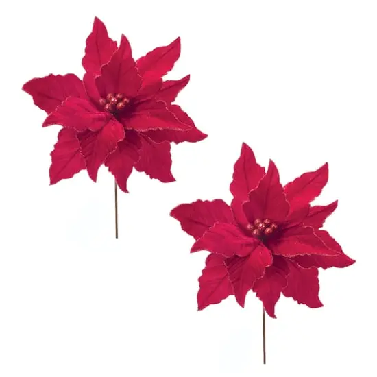 Glittered Red Poinsettia Flower Stems, 2ct. {1}
