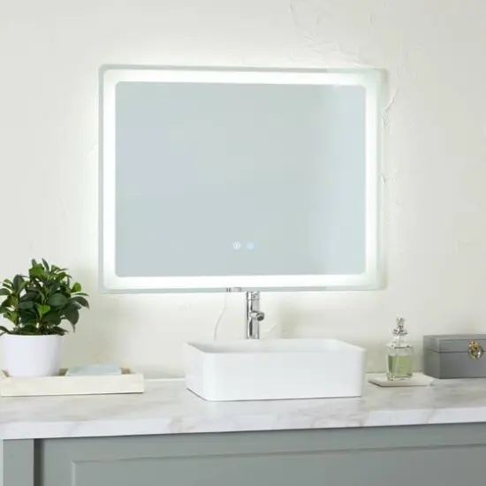 Clear Glass Modern Anti Fog Mirror, 36" x 1" x 28" {10}