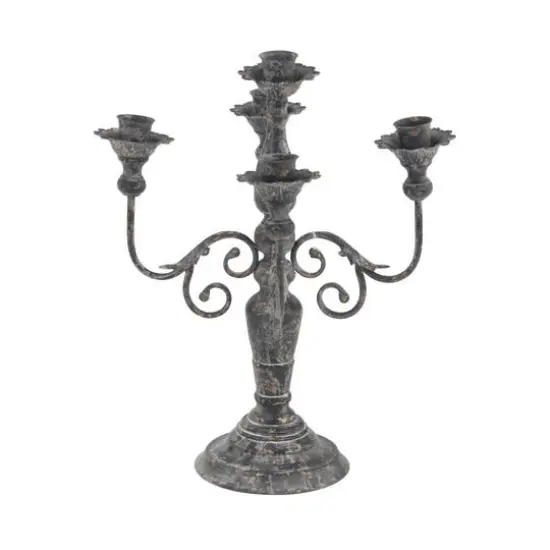 19" Gray Iron Vintage Candlestick Holders {4}