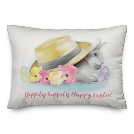 Easter Bunny & Sunhat Throw Pillow {1}
