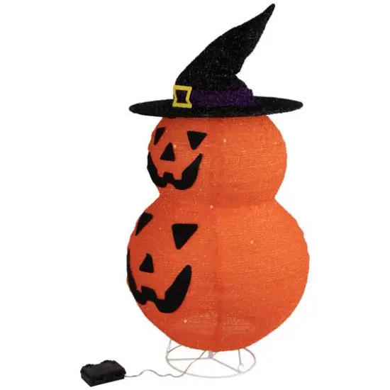 34" Jack-O'-Lanterns in Witch's Hat Outdoor Halloween Decoration {4}